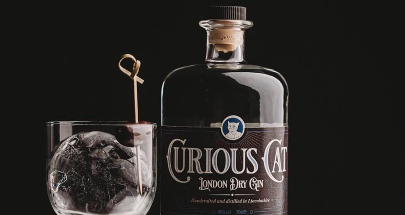 A bottle of Curious Cat London Dry Gin