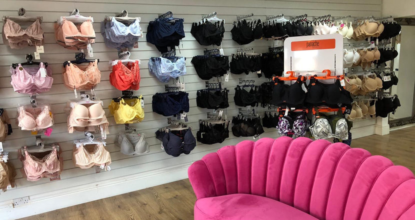 Inside Pretty Woman shop showing a range of bras