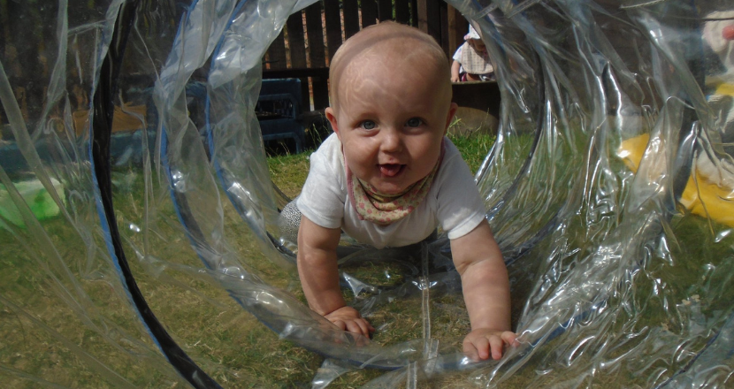 toddler crawling