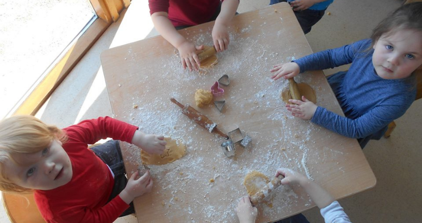 group of children doing crafts